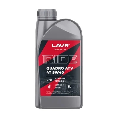 Масло LAVR 5W-40 SM RIDE QUADRO 4T,1Л для ATV и внедорожников LN7755