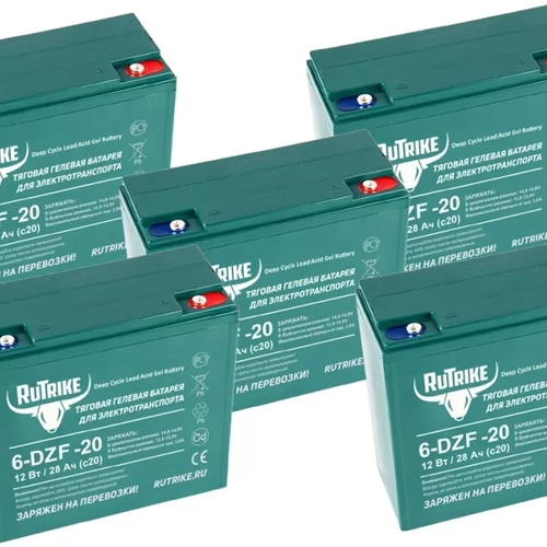 Аккумуляторов комплект тяговый гелевый RuTrike 6-DZF-20 (12V20A/H C2)  5 шт																								