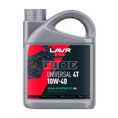 Масло моторное MOTO RIDE UNIVERSAL 4Т 10W40 SM, 4 л LAVR Ln7746